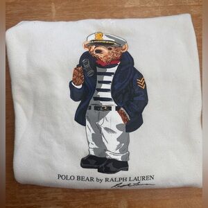 Ralph Lauren Captain Polo Bear Sweatshirt — White with Navy & Red